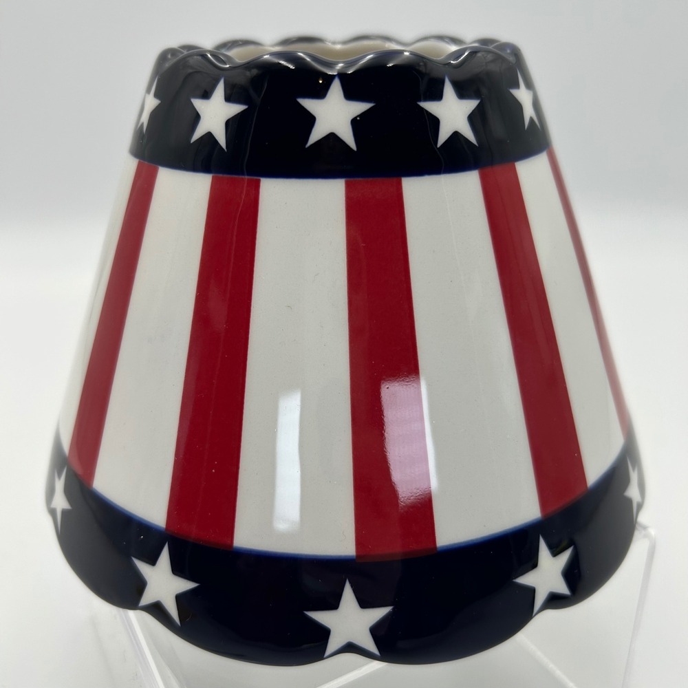 Yankee Candle Patriotic Jar Shade Stars Stripes Ceramic Topper Red White Blue